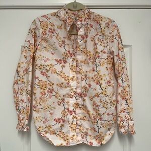 J. Crew | Classic Fit Ruffleneck Shirt in Cherry Blossoms